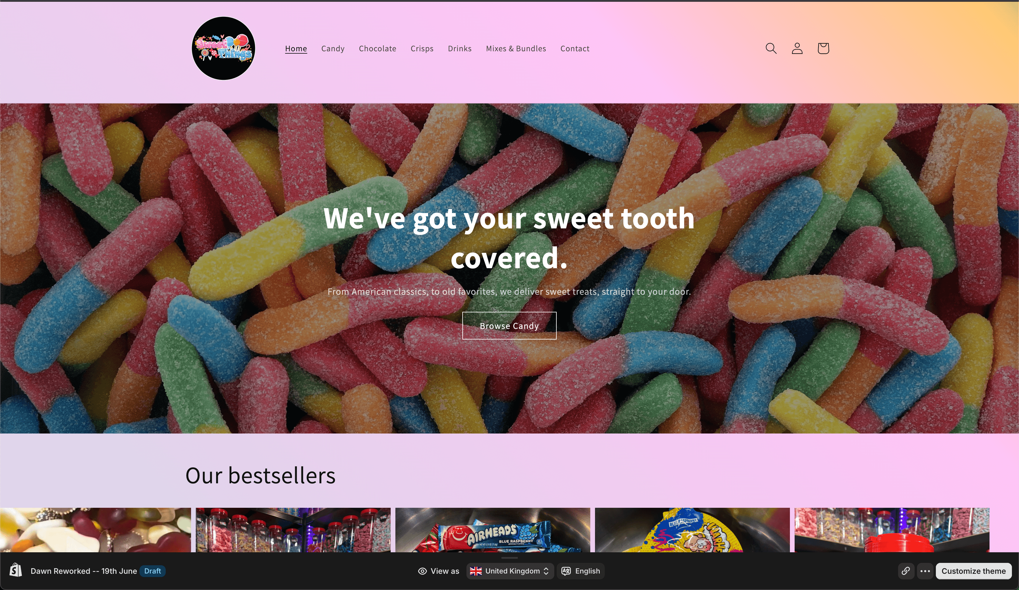 Sweet shop website